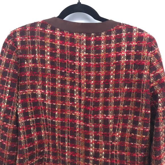 Bentley A. Tweed Dark Acadamia Plaid Hook & Latch Wool Blazer Contrast Trim M - Picture 12 of 15